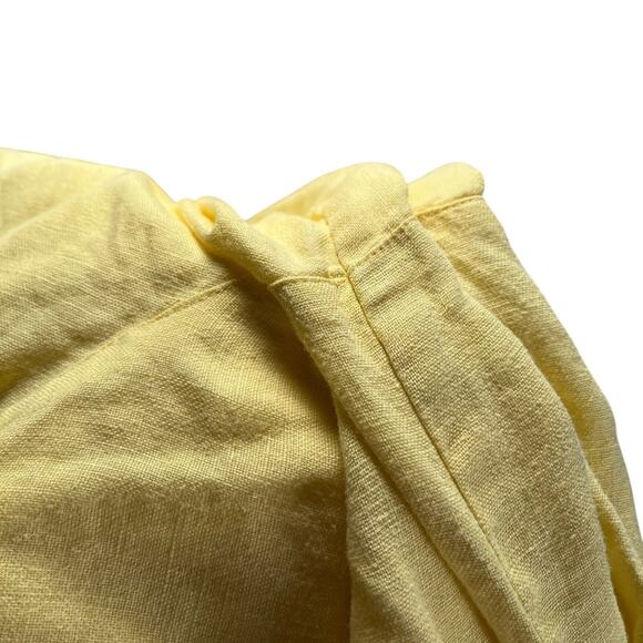 Multiples Long Sleeve Collarless Button Down Top Yellow 100% Linen XL Breathable - Picture 6 of 7